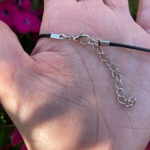 Bohemian Turquoise Necklace engraved floral Pendant Silver Tone, adjustable, - Picture 8 of 8